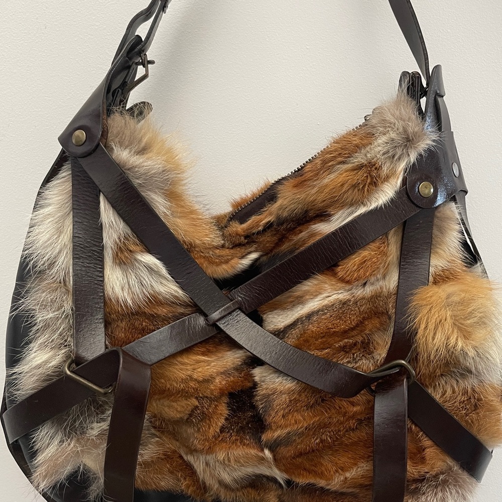 Lanvin Brown and Tan Shoulder Bag with Leather Straps